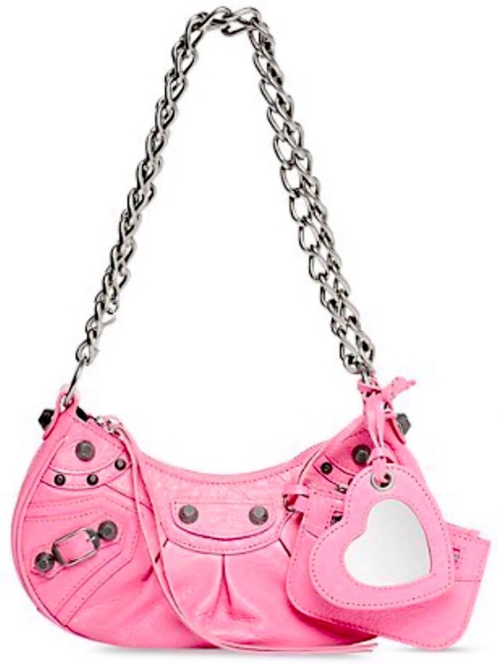 NEW🔥BALENCIAGA XS Le Cagole Crinkle Leather Shoulder Bag with chain🔥